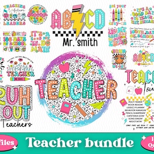 Retro Teacher Bundle, Funny Teacher Png, Elementary School,  End of Year Png, ABCD Teacher Tour Png,  Teacher Gift, Kindergarten Teacher Png