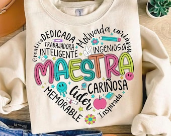 Retro Maestra Word Png, Teacher Life Png, Teacher Appreciation Gift, Maestra School Png, Teach Love Inspire, Spanish Teacher, Back To School