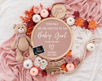 Girl Fall Pregnancy Announcement Digital, Autumn Baby Announce, Neutral, Instant Editable Template, Social Media, Gender Boy, Fall In Love