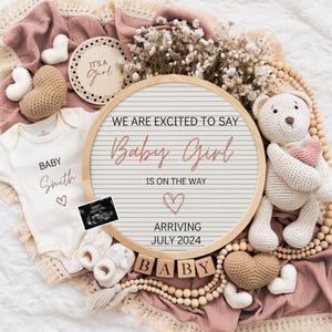Girl Pregnancy Announcement Digital Baby Announcement Girl Gender Reveal Social Media Reveal Editable Template Its a Girl Little Sister