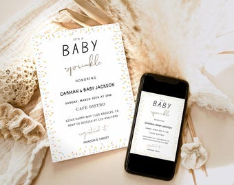 Editable Baby Sprinkle Shower Invitation Baby Shower Coed Shower Gender Neutral Confetti Sprinkles Digital Template download Printable 049