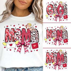 Coquette Valentine Mama PNG Set, Valentine&#39;s Day PNG Bundle, Mama Gigi Nana Mimi Love PNG, Cute Valentine Sublimation