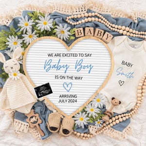 Boy Pregnancy Announcement Digital Baby Announcement Boy Gender Reveal Social Media Reveal Editable Template Its a Boy Little Brother