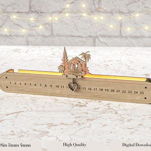 Krippenszene Thema, Tage bis Weihnachten Countdown-Kalender Bauble svg Laser-cutting Files, Weihnachtskalender svg Cut Files Glowforge