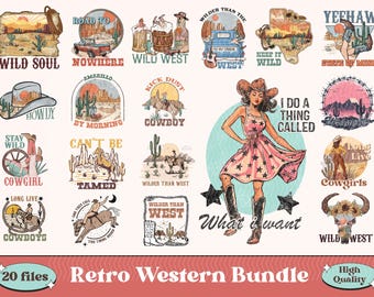 Retro Western Mega Bundle Western Sublimation Bundle, Howdy png, Rodeo png, Vintage Retro Cowboy, Cowboy Cowgirl png, Lantlig T-shirtdesign