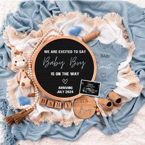 Boy Pregnancy Announcement Digital Baby Announcement Boy Gender Reveal Social Media Reveal Editable Template Its a Boy Little Brother
