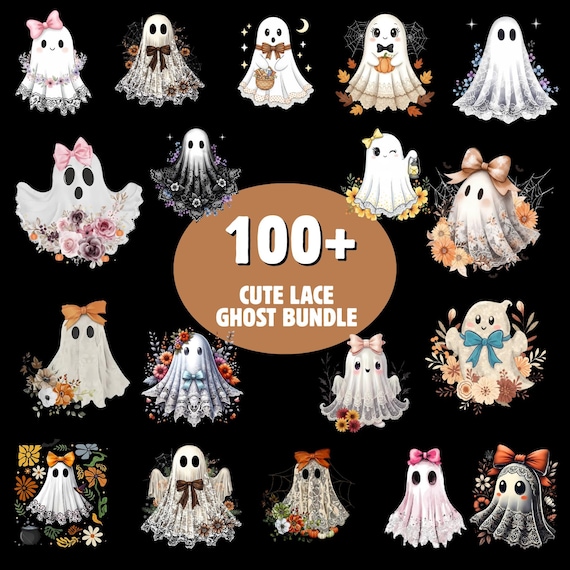 100+ Cute Lace Ghost PNG Bundle | Boo in Boojee | Halloween Lace Bow PNG | Boo Ghost Shirt PNG | Cute Boo Sublimation Designs