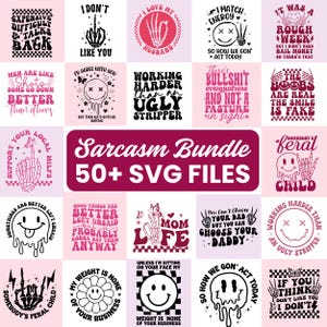 50+ Sarcasm Front and Back Shirt Svg Bundle, Funny quotes Clipart svg, Retro Sarcastic Svg, Sarcastic Sayings Svg, Adult Humor Svg, Png File