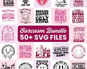 50+ Sarcasm Front and Back Shirt Svg Bundle, Funny quotes Clipart svg, Retro Sarcastic Svg, Sarcastic Sayings Svg, Adult Humor Svg, Png File