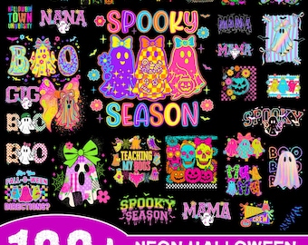 100+ Neon Halloween Bundle Png, Retro Spooky Season Png, Boo Ghost Coquette Png, Pumpkin Halloween Png, Preppy Halloween Png Retro Halloween