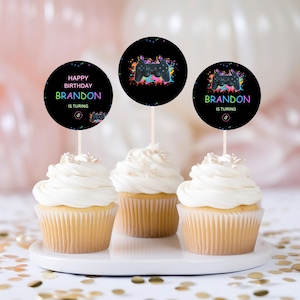 Editable Gaming Birthday Cake Topper, Gaming party, Gamer Birthday Cupcake Topper 1182