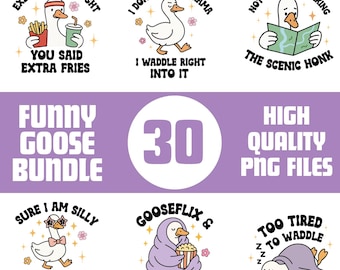 Funny Goose svg PNG Bundle, Snarky Goose Retro Humor SVG, Sassy Silly Goose png, Funny Animal Meme SVG, Trendy Sublimation Designs
