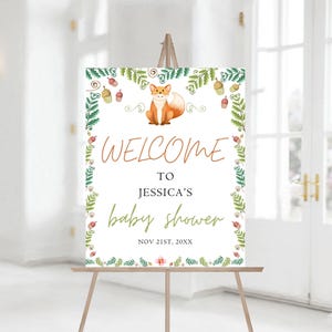 Editable Woodland Animals Baby Shower Welcome Sign, Forest Animals Baby Shower Welcome Sign, Printable Baby Shower Sign 1231