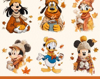 Mikey Tis the Season png, Mouse and Friends Fall Png, Autumn Coquette Bow Png, Cozy Season Png, Pumpkin Spice Png, Fall Coffee Png