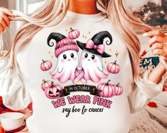 Say Boo to cancer Png, Breast Cancer Png, Pumpkin Faux Glitter Png, Pink ribbon Png, Pumpkin Splatter Png, Breast Cancer Awareness Png