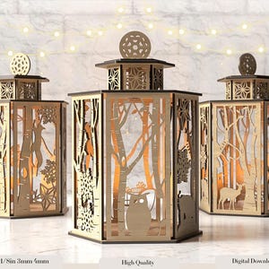 Christmas Lantern SVG, Night Light Candle Holder, Table Centerpiece, Laser Cut Lampshade Digital Download, Table Candle Holder