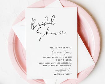 Minimalist Bridal Shower Invitation, Bridal Shower Invitation, Instant Download, Modern Bridal Shower Invite, Neutral Bridal Shower 1136