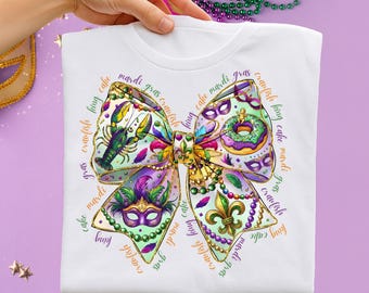 Preppy Mardi Gras Bow Png, Mardi Gras PNG, Fleur De Lis coquette Png, Brushstroke Mardi Gras Png, Mardi Gras Coquette Png, Louisiana png