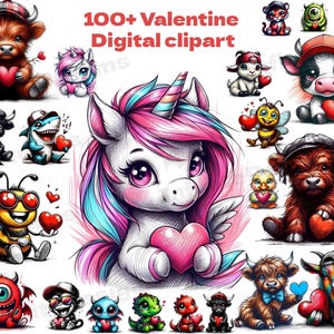 100+ Valentine&#39;s Day clipart PNG designs - Sublimation Design Download PNG - DTF Digital File Download - Shirts Mugs Tumblers