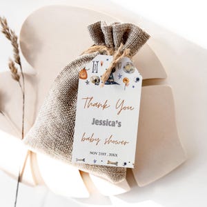 Editable Wizard Baby Shower Favor Tags, Magic School Wizard Baby Shower Favor Tags, baby shower Gift tag 1222