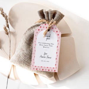 Editable Strawberry Baby Shower Favor Tags, Berry Sweet Baby on the Way Invite Berry Sweet Baby shower Favor Tags, baby shower Gift tag 1152