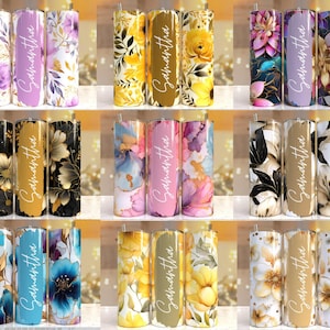 100 + Add your own text Floral tumbler, 20oz Skinny Tumbler Sublimation Designs Tumbler PNG File Digital Download, Colorful Flowers png image 2