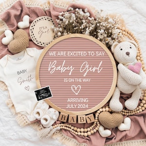 Girl Pregnancy Announcement Digital Baby Announcement Girl Gender Reveal Social Media Reveal Editable Template Its a Girl Little Sister