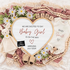 Girl Pregnancy Announcement Digital Baby Announcement Girl Gender Reveal Social Media Reveal Editable Template Its a Girl Little Sister
