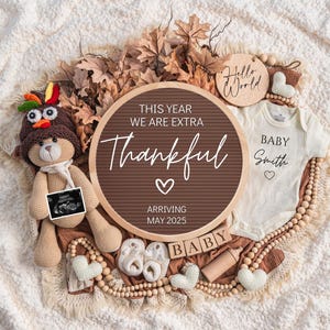 Thanksgiving Pregnancy Announcement Digital, Baby Announcement, Social Media Reveal