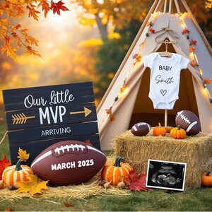 Game Fall Pregnancy Announcement Digital Baby Announcement Autumn Gender Neutral Gender Reveal Boy Social Media Reveal Fall