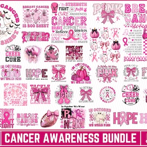 300+ Breast Cancer Awareness Png Bundle, Breast Cancer Png, Cancer Awareness, Pink Ribbon Png, Cancer Survivor Png, Fight Quote Sublimation