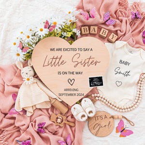 Girl Pregnancy Announcement Digital Baby Announcement Girl Gender Reveal Social Media Reveal Editable Template Its a Girl Little Sister
