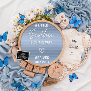 Spring Boy Pregnancy Announcement Digital Baby Announcement Boy Gender Reveal Social Media Reveal Editable Template Its a Boy Little Brother