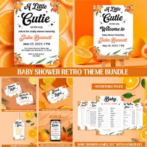 &quot;Little Cutie Baby Shower Bundle - Gender-Neutrale bearbeitbare Vorlagen, &quot;&quot;A Little Cutie is on the Way&quot;&quot; Instant Canva Download.&quot;