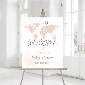 Editable Travel baby Shower Welcome Sign, adventure awaits Gender Neutral baby shower Welcome Sign, Printable Baby Shower Sign 1236