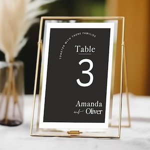 Modello di numeri da tavolo per matrimonio minimalisti neri (4x6 e 5x7) / Numeri da tavolo stampabili / Matrimonio minimalista moderno e semplice / Modifica online 1190