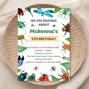 Insect Birthday Invitation, Bugs Birthday Invitation, Insect Theme Birthday Invitation, Bug Invitation Editable Template 083