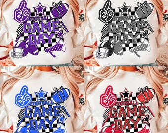 Football Game Day PNG, Retro Checkered Game Day Png Coquette Bow Football png, Football mom, Retro Football shirt Png, Football bundle png