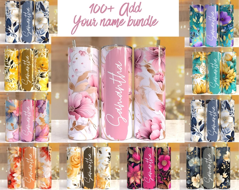 100 + Add your own text Floral tumbler, 20oz Skinny Tumbler Sublimation Designs Tumbler PNG File Digital Download, Colorful Flowers png image 1
