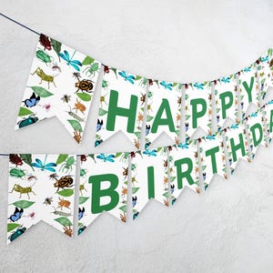 昆虫の誕生日バナー、虫の誕生日カスタムバナー、昆虫テーマバナー、虫の編集可能なテンプレート 083
