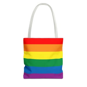 Rainbow Pride Tote Bag: Vibrant Polyester Canvas Shopping Bag