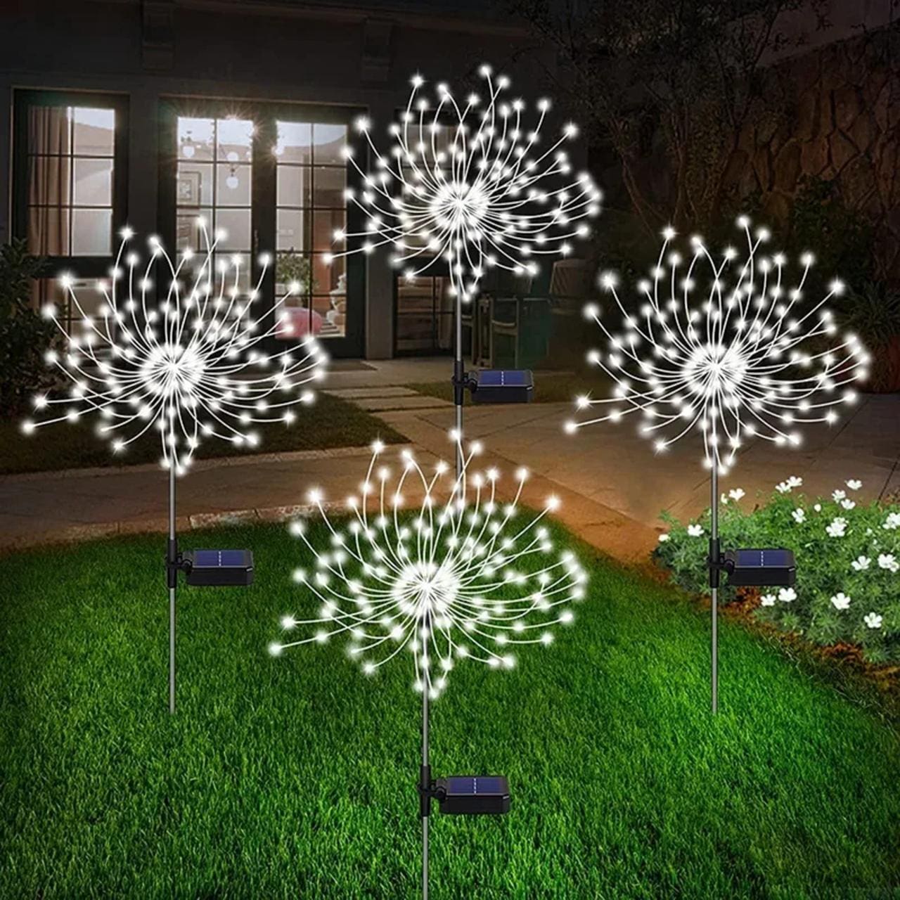 Solar Firework Lights – LED Outdoor Starburst Garden Decor | Waterproof Fairy Lights for Patio, Wedding, Party (Warm White / Multicolor)