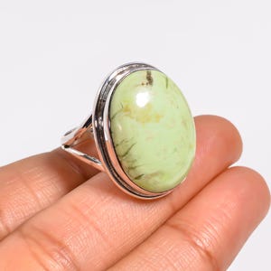 Lemon Chrysoprase Ring: Handmade 925 Sterling Silver Boho Ring