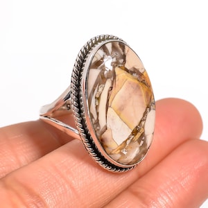 Brecciated Mookaite Jasper Ring: Oval Sterling Silver Statement Ring