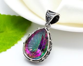 Pierre Précieuse Topaze Mystique Arc-en-ciel En Cabochon Ovale - 19,25 Carats, Naturelle - Dimensions 20x15x9 Mm
