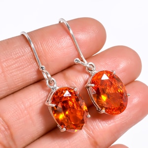 Citrine Gemstone Drop Earrings: Handmade Sterling Silver November Birthstone