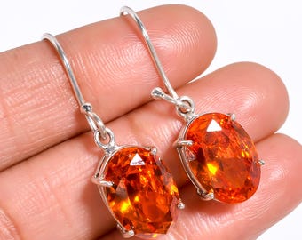 Handmade Sterling Silver Citrine Drop Earrings: November Birthstone
