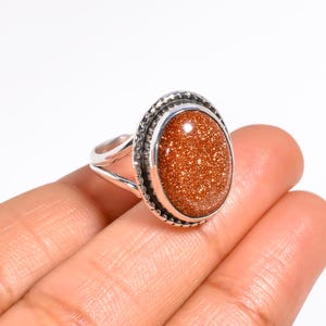 Sunstone Ring: Sterling Silver Twig Band, Red Gemstone Engagement Ring