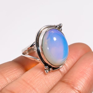 Natural Opalite Ring Milkey Stone Ring 925 Sterling Silver Gemstone Ring Handmade Ring Opalite Jewelry Birthday Gift for Her