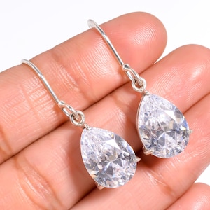 White Topaz Earring, 925 Sterling Silver Earring Gemstone White Stone Earring Birthday Gifts For Her Earring For Women Valentine Jewelry